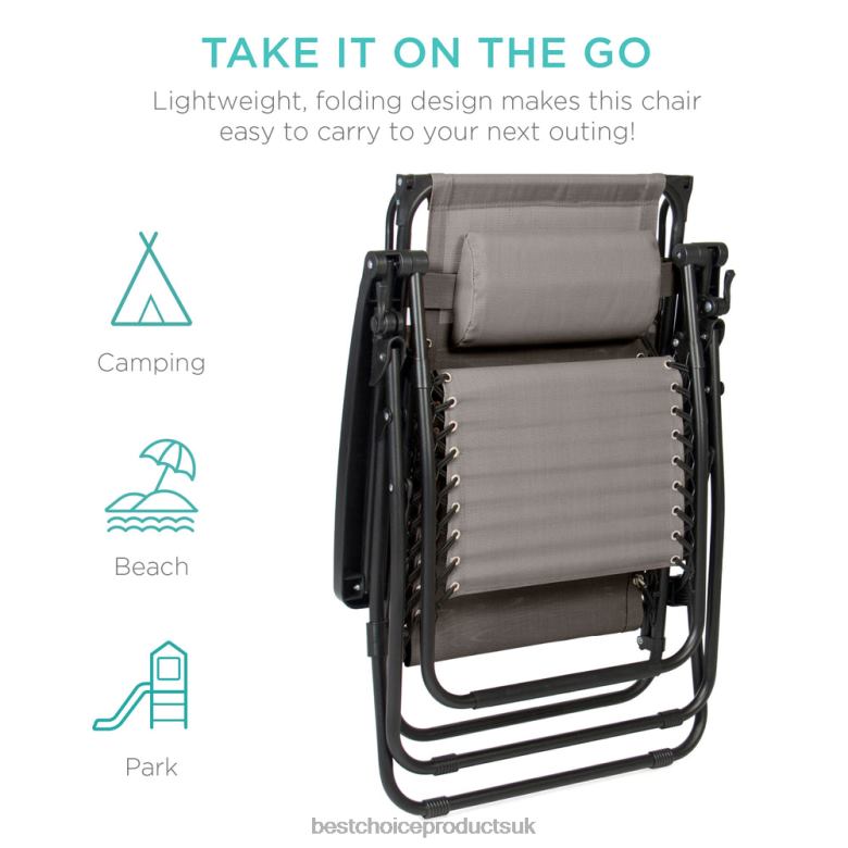 Outdoor Living | Best Choice ProductsFolding Zero Gravity Recliner Patio Lounge Chair w/ Canopy, Side Tray N62R778 Ice Gray