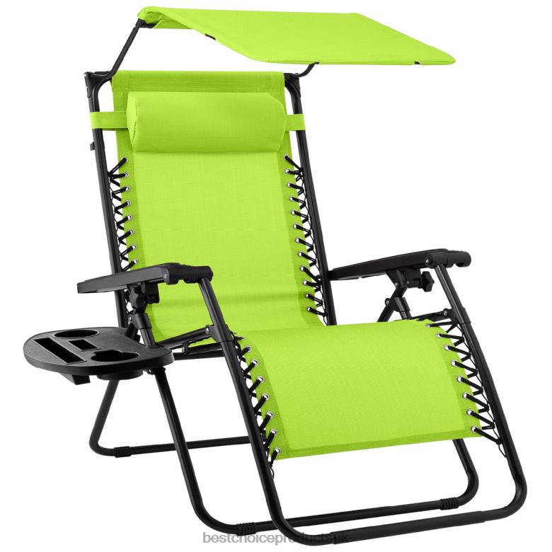 Outdoor Living | Best Choice ProductsFolding Zero Gravity Recliner Patio Lounge Chair w/ Canopy, Side Tray N62R783 Lime Green