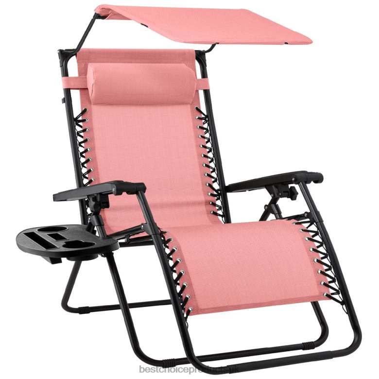 Outdoor Living | Best Choice ProductsFolding Zero Gravity Recliner Patio Lounge Chair w/ Canopy, Side Tray N62R784 Pink