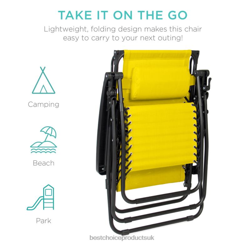 Outdoor Living | Best Choice ProductsFolding Zero Gravity Recliner Patio Lounge Chair w/ Canopy, Side Tray N62R789 Sunflower Yellow