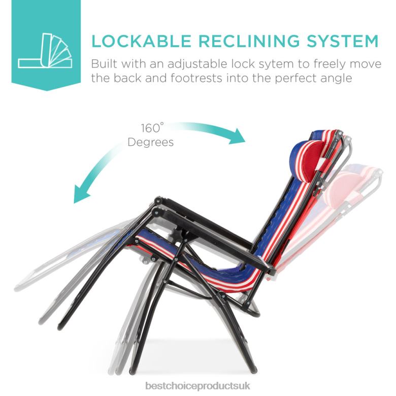 Outdoor Living | Best Choice ProductsFolding Zero Gravity Recliner Patio Lounge Chair w/ Canopy, Side Tray N62R790 American Flag