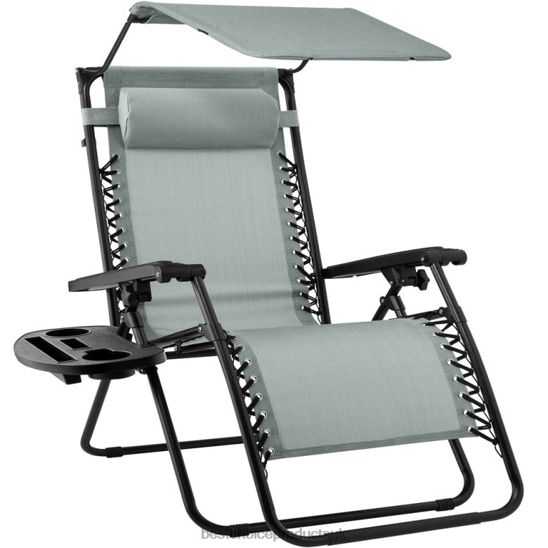 Outdoor Living | Best Choice ProductsFolding Zero Gravity Recliner Patio Lounge Chair w/ Canopy, Side Tray N62R792 Stardew