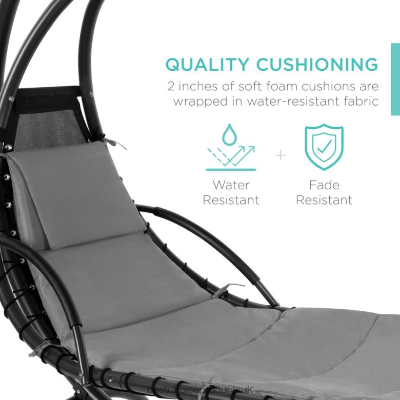 Outdoor Living | Best Choice ProductsHanging Curved Chaise Lounge Chair w/ Built-In Pillow, Removable Canopy N62R820 Charcoal Gray