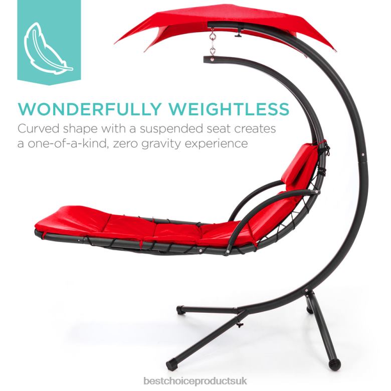 Outdoor Living | Best Choice ProductsHanging Curved Chaise Lounge Chair w/ Built-In Pillow, Removable Canopy N62R821 Red