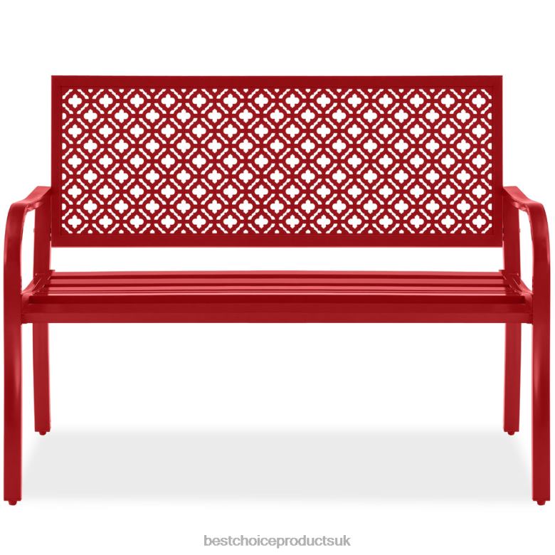 Outdoor Living | Best Choice ProductsIndoor Outdoor Steel Bench w/ Geometric Backrest, Foot Levelers N62R1450 Rose Red