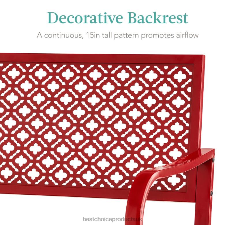 Outdoor Living | Best Choice ProductsIndoor Outdoor Steel Bench w/ Geometric Backrest, Foot Levelers N62R1450 Rose Red
