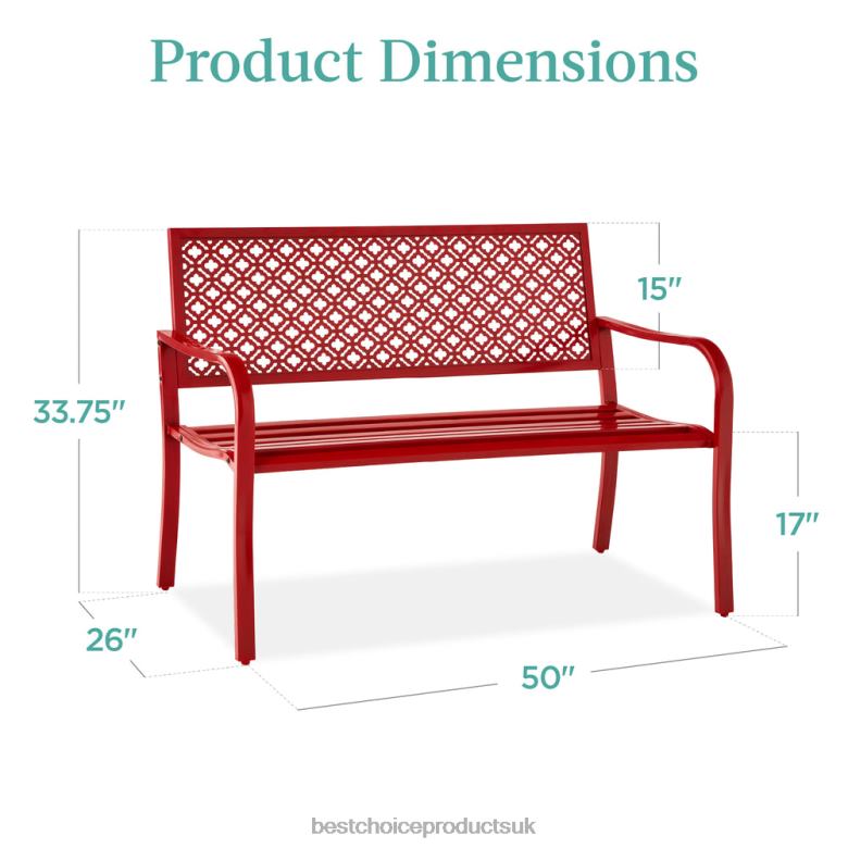 Outdoor Living | Best Choice ProductsIndoor Outdoor Steel Bench w/ Geometric Backrest, Foot Levelers N62R1450 Rose Red