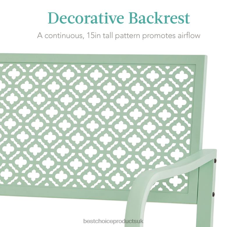 Outdoor Living | Best Choice ProductsIndoor Outdoor Steel Bench w/ Geometric Backrest, Foot Levelers N62R1451 Mint Green