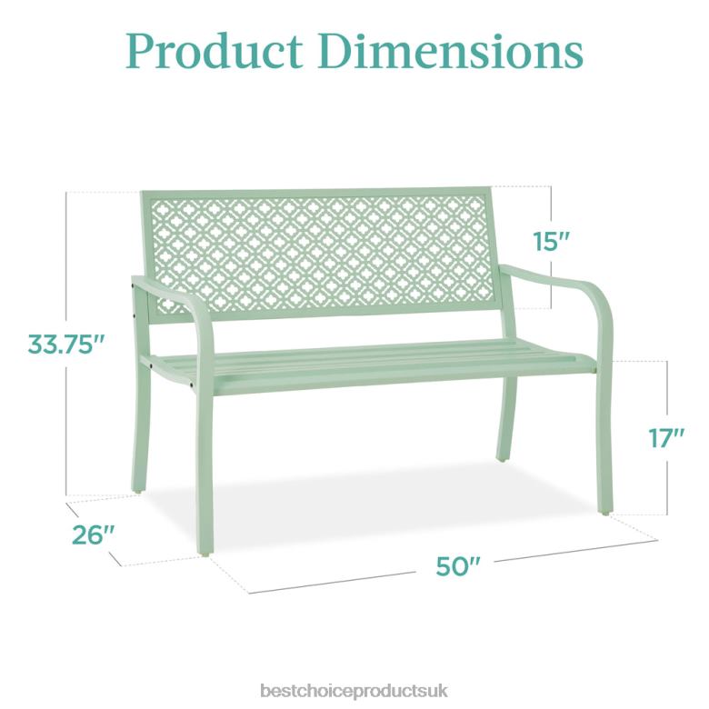Outdoor Living | Best Choice ProductsIndoor Outdoor Steel Bench w/ Geometric Backrest, Foot Levelers N62R1451 Mint Green