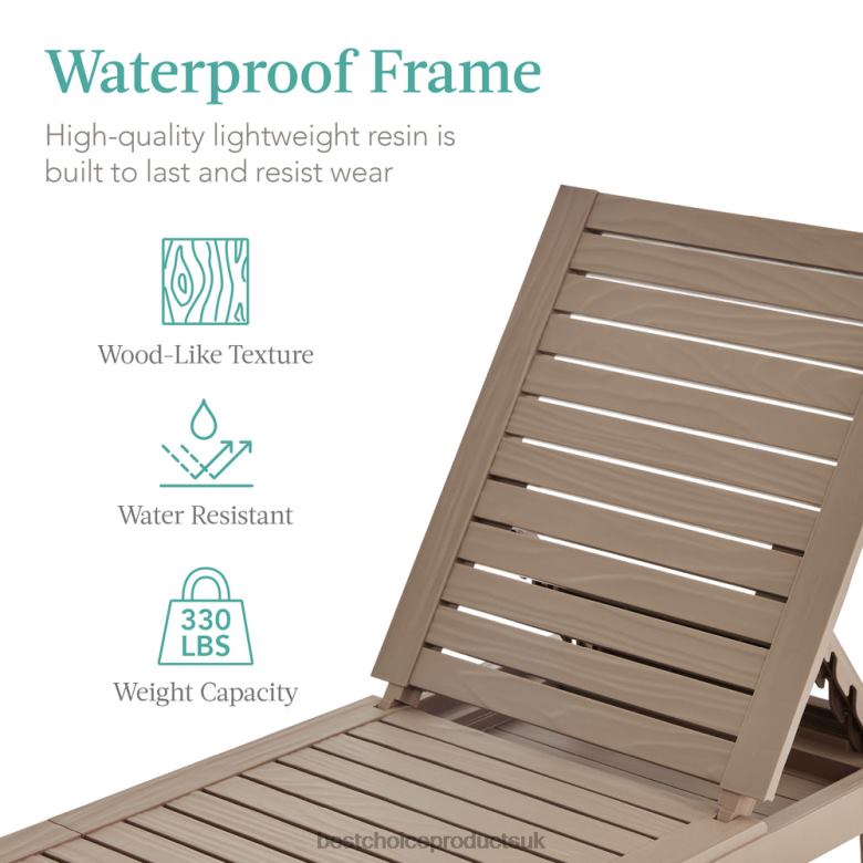 Outdoor Living | Best Choice ProductsOutdoor Patio Lounge Chair, Resin Chaise Lounger w/ Seat Cushion, 5 Positions N62R1469 Brown/Ivory