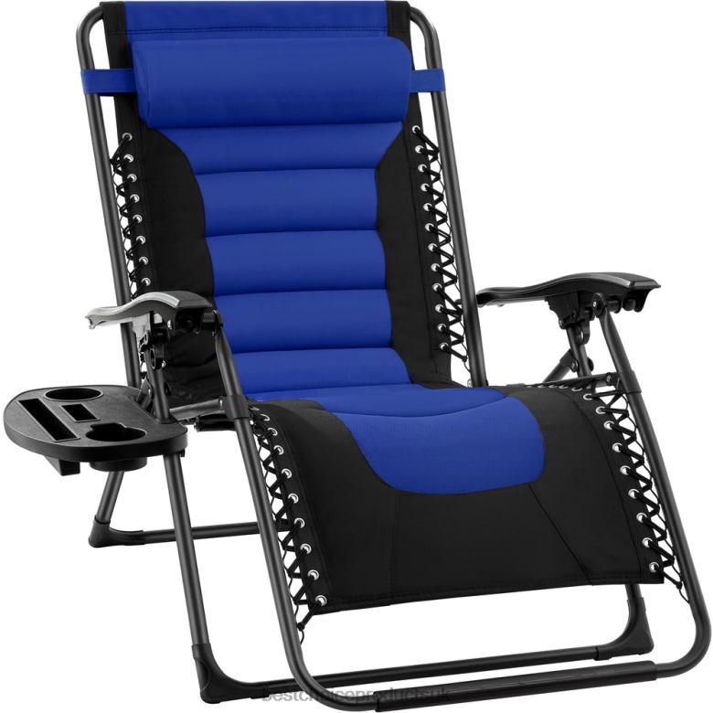 Outdoor Living | Best Choice ProductsOversized Padded Zero Gravity Chair, Folding Recliner w/ Headrest, Side Tray N62R751 Blue/Black