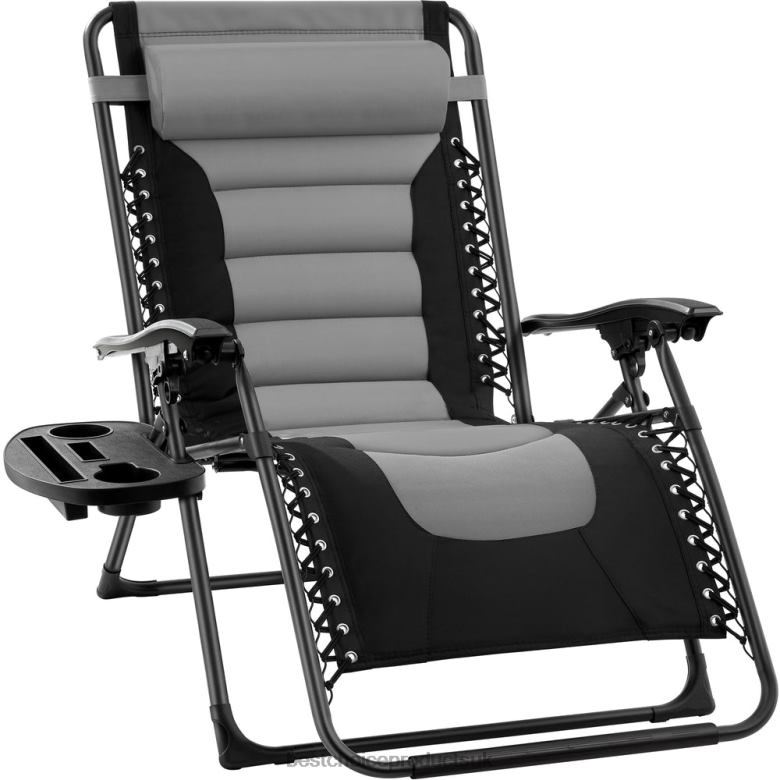 Outdoor Living | Best Choice ProductsOversized Padded Zero Gravity Chair, Folding Recliner w/ Headrest, Side Tray N62R752 Gray/Black