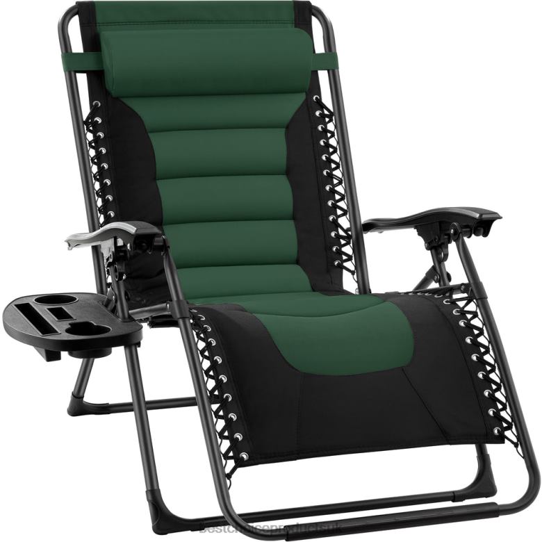 Outdoor Living | Best Choice ProductsOversized Padded Zero Gravity Chair, Folding Recliner w/ Headrest, Side Tray N62R753 Forest Green