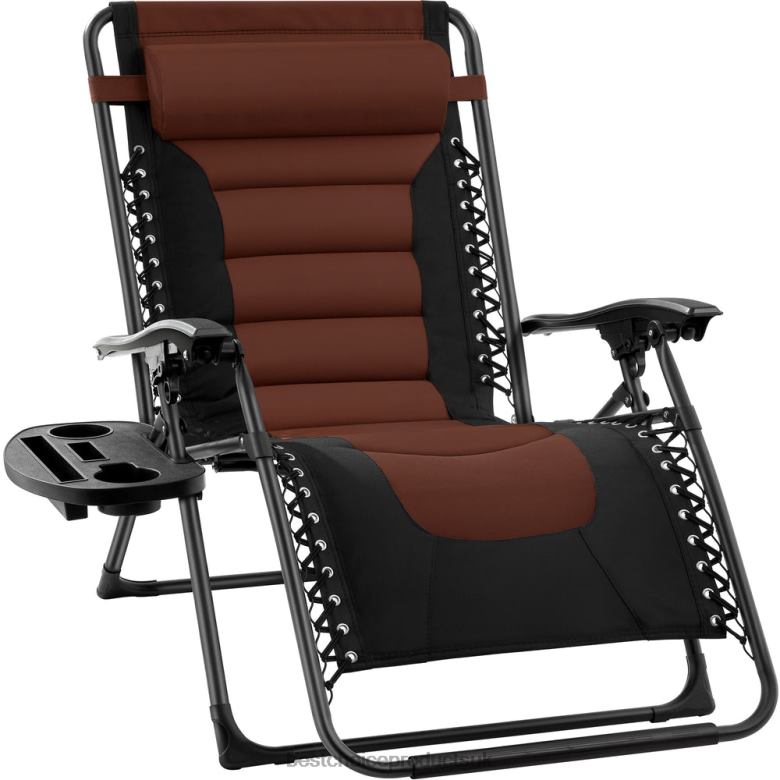 Outdoor Living | Best Choice ProductsOversized Padded Zero Gravity Chair, Folding Recliner w/ Headrest, Side Tray N62R754 Brown