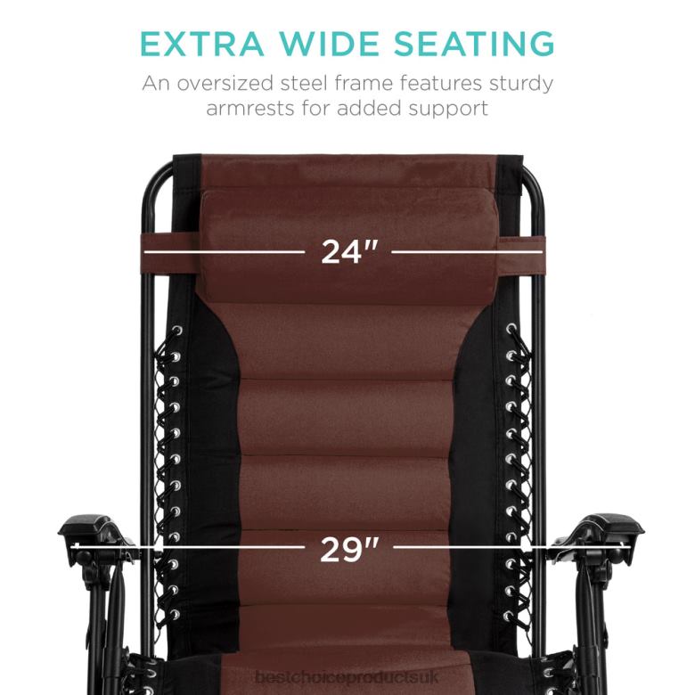 Outdoor Living | Best Choice ProductsOversized Padded Zero Gravity Chair, Folding Recliner w/ Headrest, Side Tray N62R754 Brown