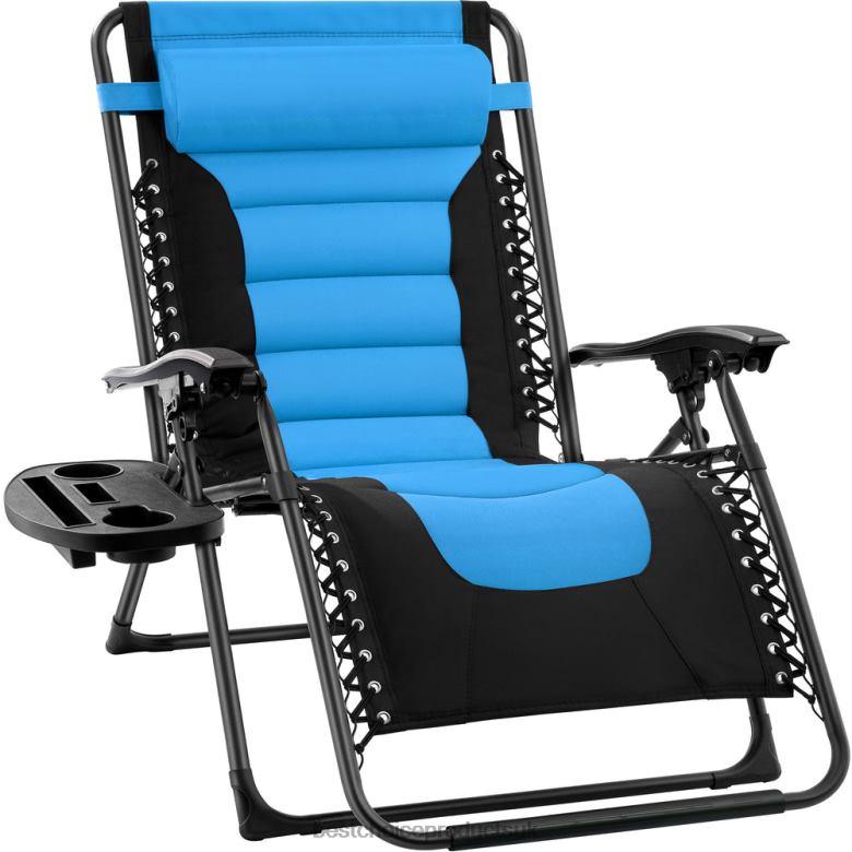 Outdoor Living | Best Choice ProductsOversized Padded Zero Gravity Chair, Folding Recliner w/ Headrest, Side Tray N62R756 Sky Blue