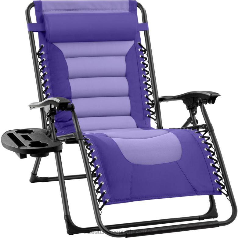 Outdoor Living | Best Choice ProductsOversized Padded Zero Gravity Chair, Folding Recliner w/ Headrest, Side Tray N62R758 Purple/Violet