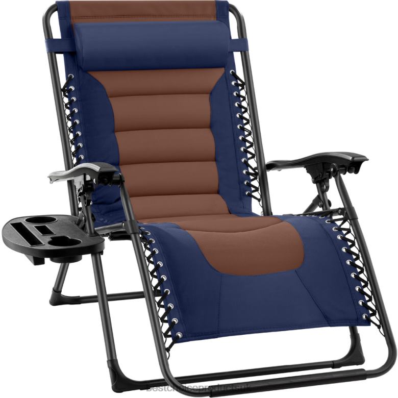 Outdoor Living | Best Choice ProductsOversized Padded Zero Gravity Chair, Folding Recliner w/ Headrest, Side Tray N62R760 Navy/Brown