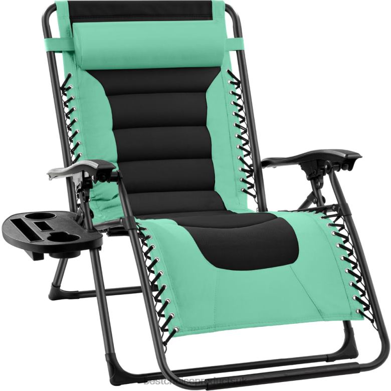 Outdoor Living | Best Choice ProductsOversized Padded Zero Gravity Chair, Folding Recliner w/ Headrest, Side Tray N62R763 Seafoam Green/Black