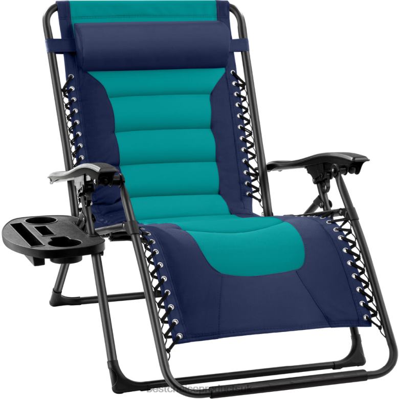 Outdoor Living | Best Choice ProductsOversized Padded Zero Gravity Chair, Folding Recliner w/ Headrest, Side Tray N62R766 Navy/Teal