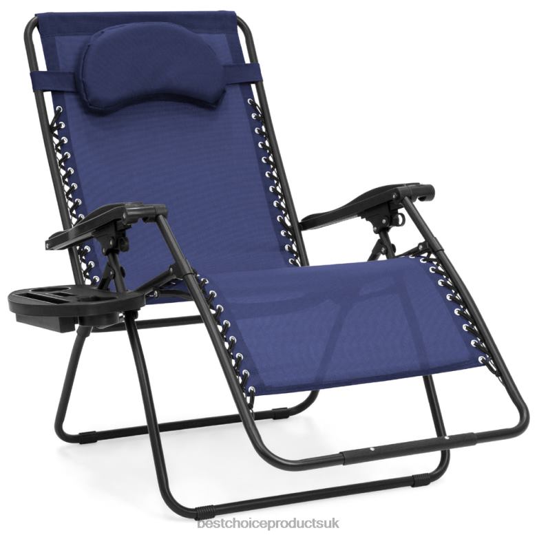 Outdoor Living | Best Choice ProductsOversized Reclining Zero Gravity Chair Lounger w/ Cup Holder, Pillow N62R1327 Navy