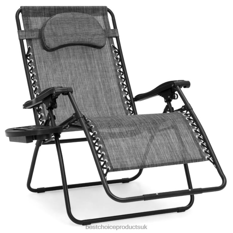 Outdoor Living | Best Choice ProductsOversized Reclining Zero Gravity Chair Lounger w/ Cup Holder, Pillow N62R1328 Gray