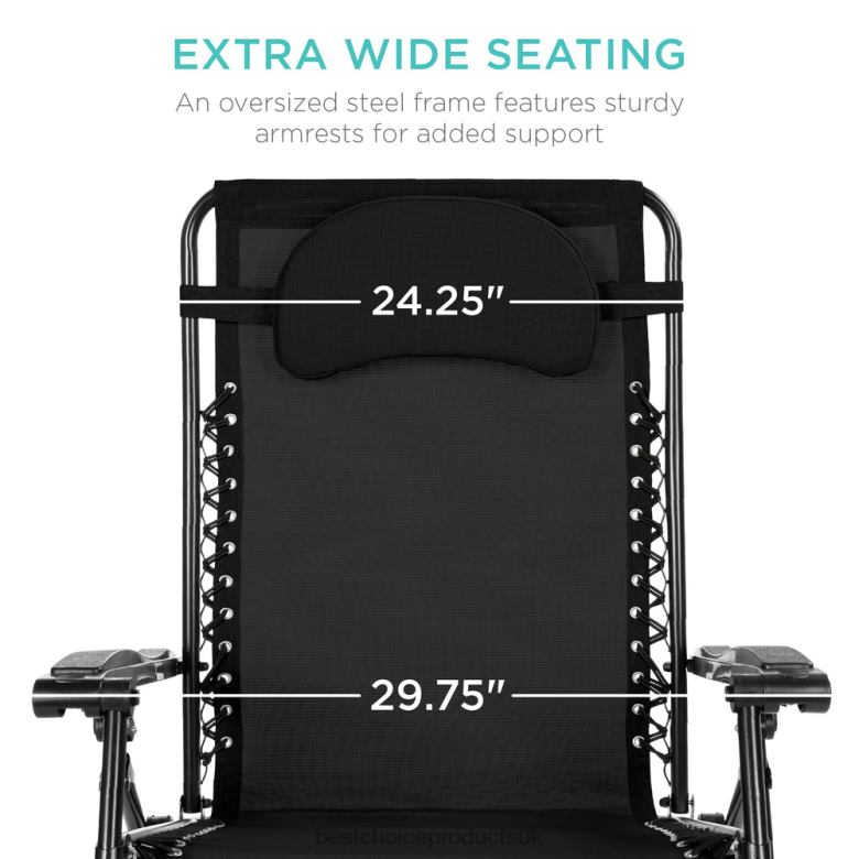 Outdoor Living | Best Choice ProductsOversized Reclining Zero Gravity Chair Lounger w/ Cup Holder, Pillow N62R1331 Black