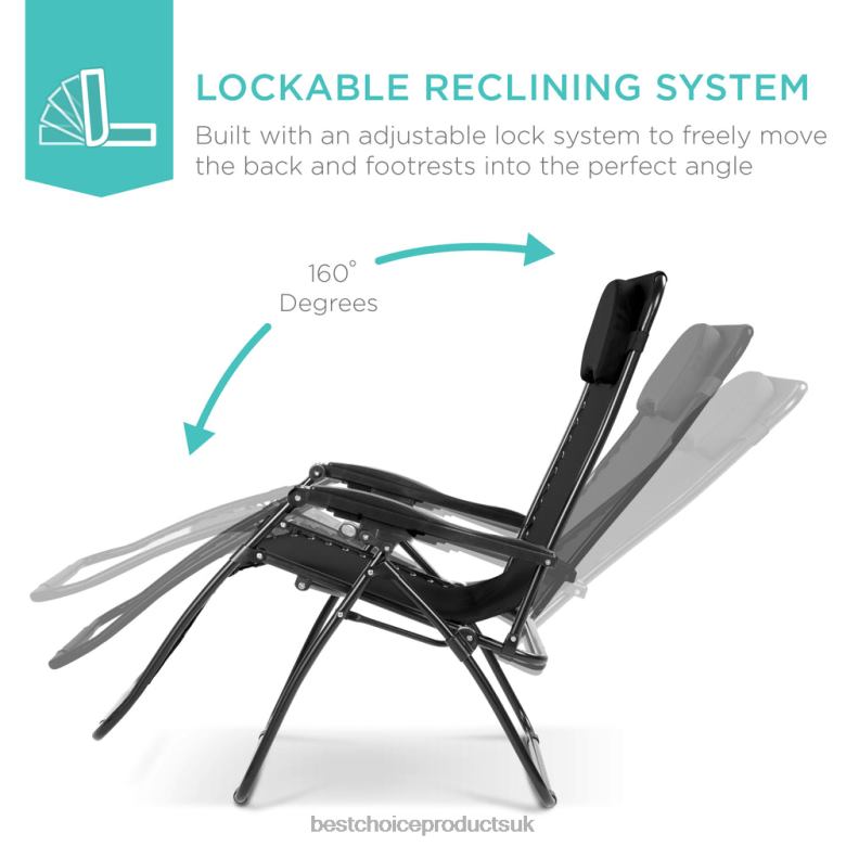 Outdoor Living | Best Choice ProductsOversized Reclining Zero Gravity Chair Lounger w/ Cup Holder, Pillow N62R1331 Black