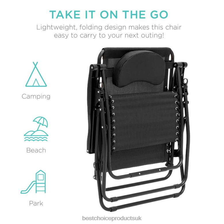 Outdoor Living | Best Choice ProductsOversized Reclining Zero Gravity Chair Lounger w/ Cup Holder, Pillow N62R1331 Black