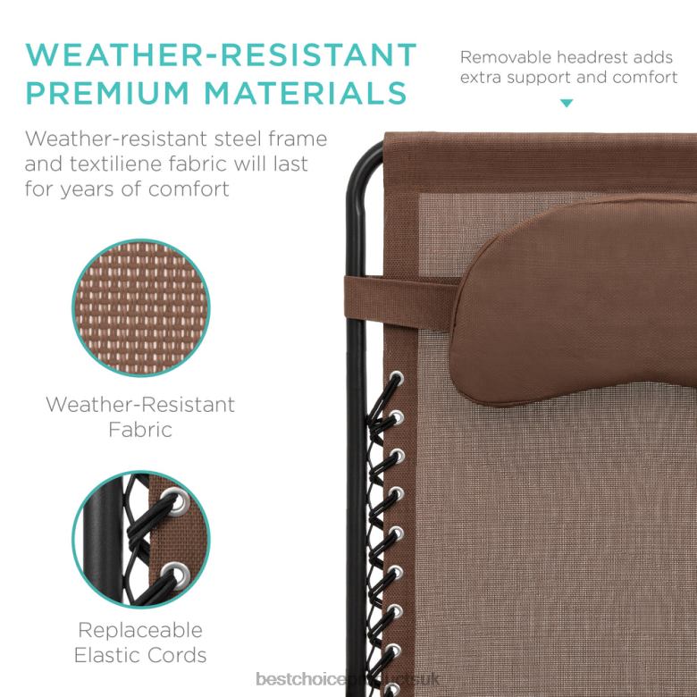 Outdoor Living | Best Choice ProductsOversized Reclining Zero Gravity Chair Lounger w/ Cup Holder, Pillow N62R1332 Brown