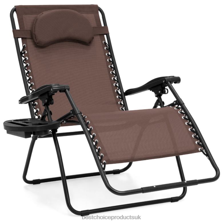 Outdoor Living | Best Choice ProductsOversized Reclining Zero Gravity Chair Lounger w/ Cup Holder, Pillow N62R1332 Brown