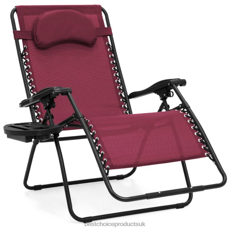 Outdoor Living | Best Choice ProductsOversized Reclining Zero Gravity Chair Lounger w/ Cup Holder, Pillow N62R1333 Burgundy