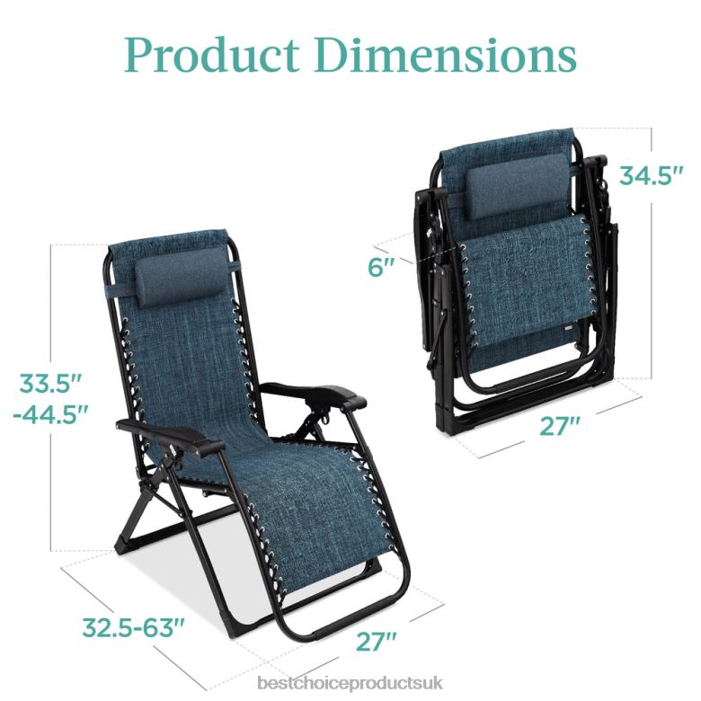 Outdoor Living | Best Choice ProductsOversized Zero Gravity Chair, Folding Outdoor Recliner w/ Removable Cushion N62R1428 Graphite Blue
