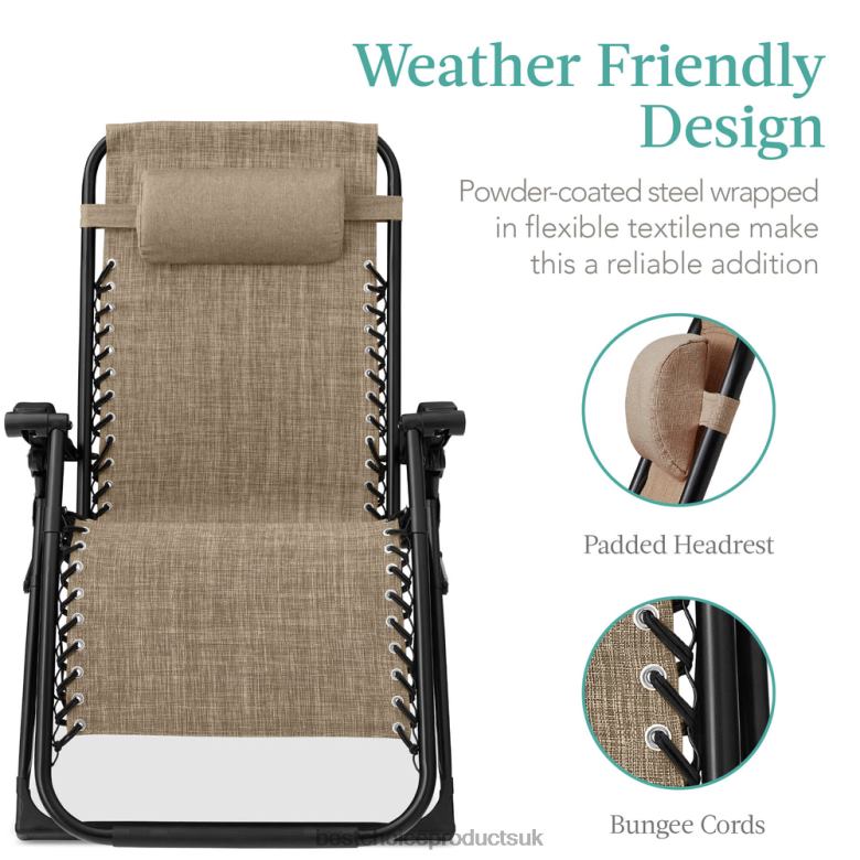 Outdoor Living | Best Choice ProductsOversized Zero Gravity Chair, Folding Outdoor Recliner w/ Removable Cushion N62R1430 Wheat