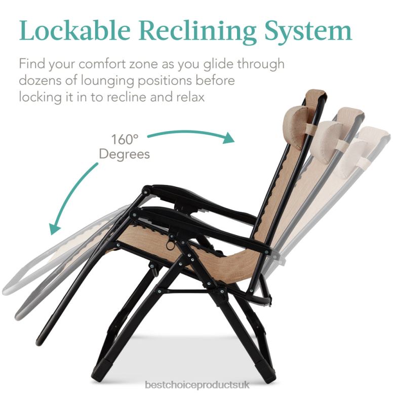 Outdoor Living | Best Choice ProductsOversized Zero Gravity Chair, Folding Outdoor Recliner w/ Removable Cushion N62R1430 Wheat