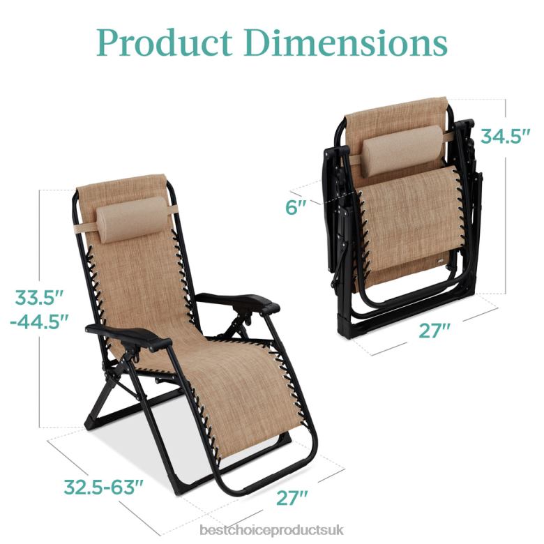 Outdoor Living | Best Choice ProductsOversized Zero Gravity Chair, Folding Outdoor Recliner w/ Removable Cushion N62R1430 Wheat