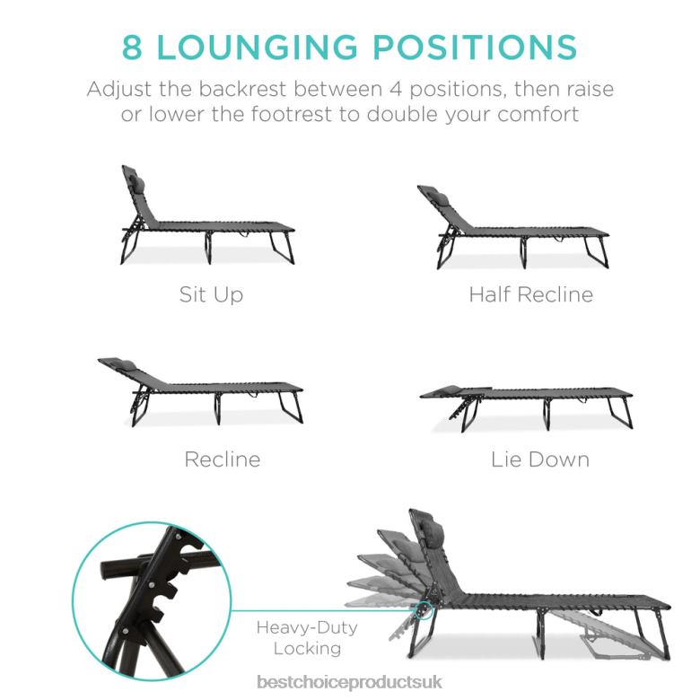 Outdoor Living | Best Choice ProductsPortable Patio Chaise Lounge Chair Outdoor Recliner w/ Pillow N62R830 Gray