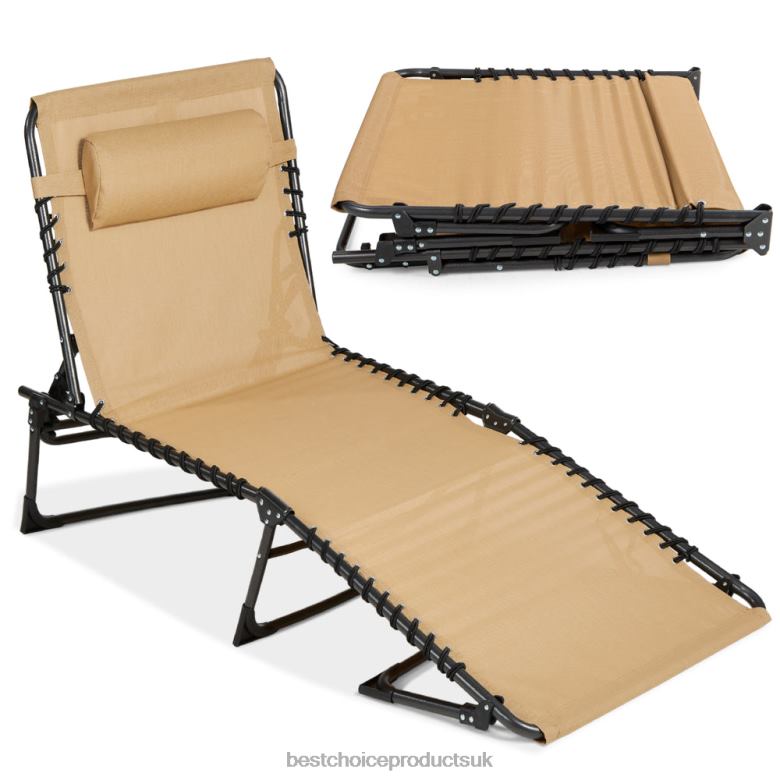 Outdoor Living | Best Choice ProductsPortable Patio Chaise Lounge Chair Outdoor Recliner w/ Pillow N62R831 Tan