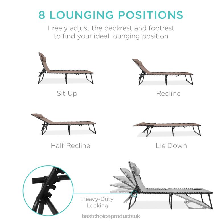 Outdoor Living | Best Choice ProductsPortable Patio Chaise Lounge Chair Outdoor Recliner w/ Pillow N62R833 Warm Taupe