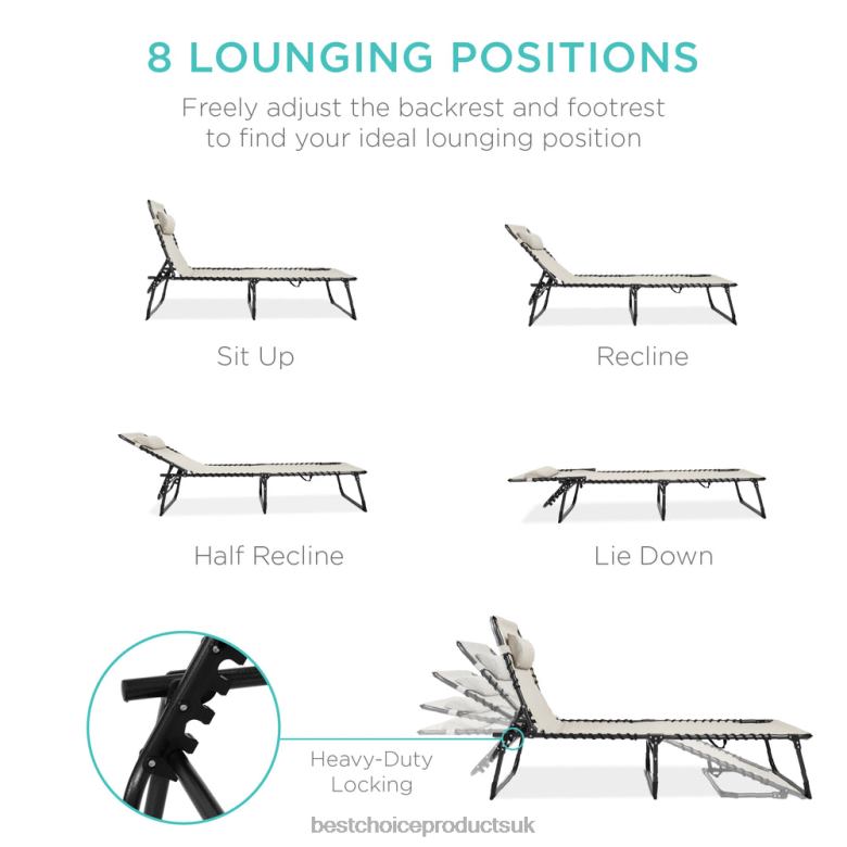 Outdoor Living | Best Choice ProductsPortable Patio Chaise Lounge Chair Outdoor Recliner w/ Pillow N62R834 Ivory