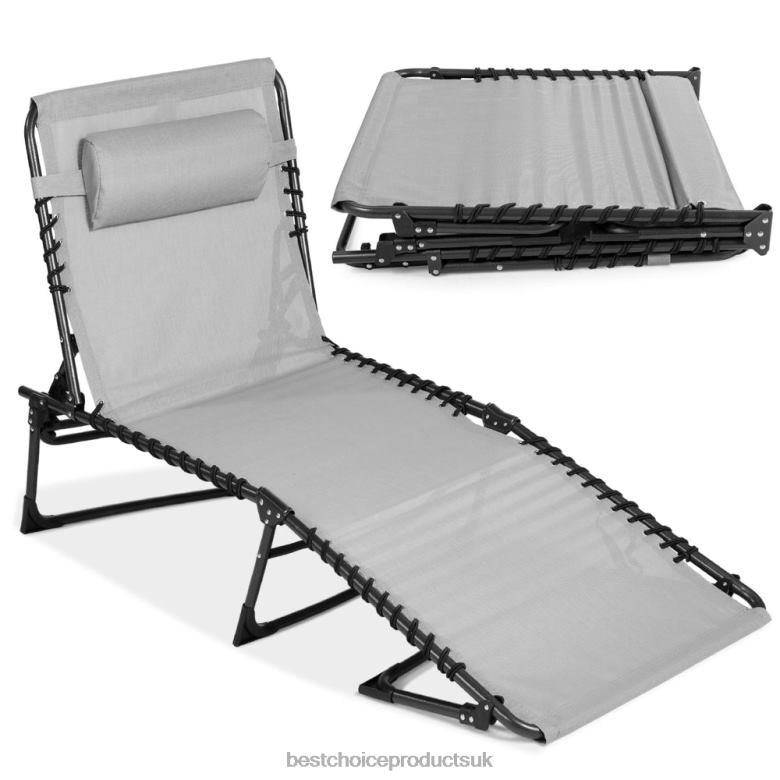 Outdoor Living | Best Choice ProductsPortable Patio Chaise Lounge Chair Outdoor Recliner w/ Pillow N62R837 Fog Gray