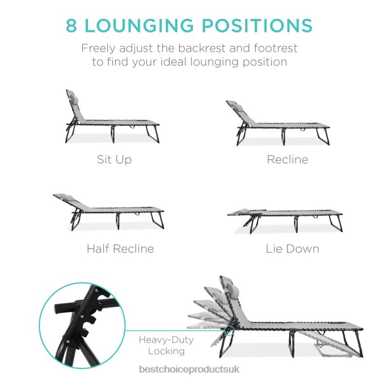 Outdoor Living | Best Choice ProductsPortable Patio Chaise Lounge Chair Outdoor Recliner w/ Pillow N62R837 Fog Gray