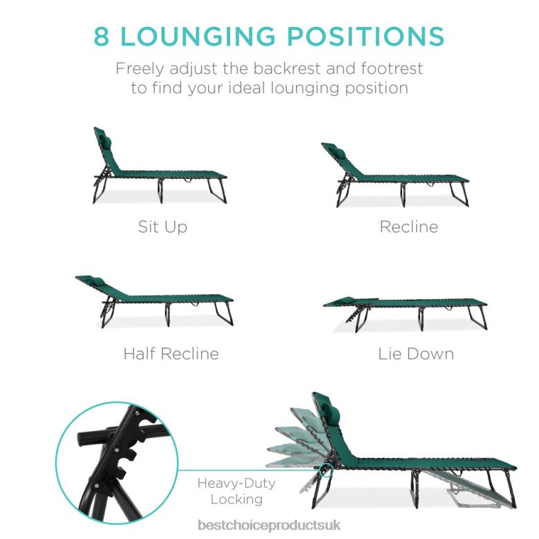 Outdoor Living | Best Choice ProductsPortable Patio Chaise Lounge Chair Outdoor Recliner w/ Pillow N62R839 Forest Green