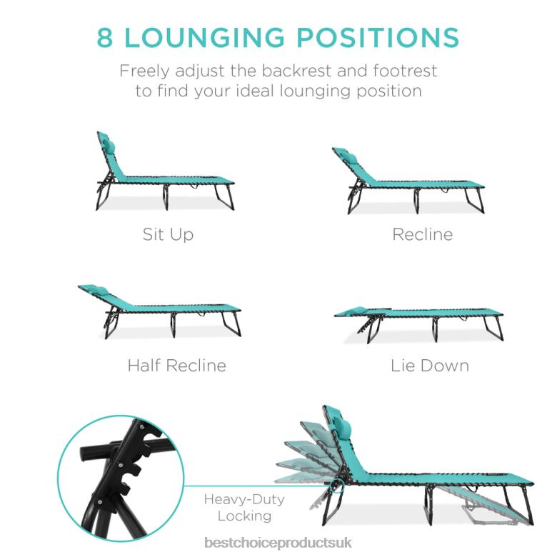 Outdoor Living | Best Choice ProductsPortable Patio Chaise Lounge Chair Outdoor Recliner w/ Pillow N62R840 Teal