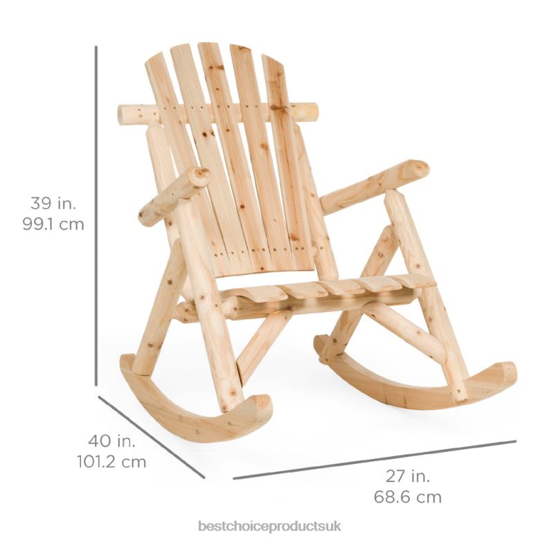 Outdoor Living | Best Choice ProductsRocking Wood Adirondack Chair Accent Furniture w/ Natural Finish N62R1440 Beige