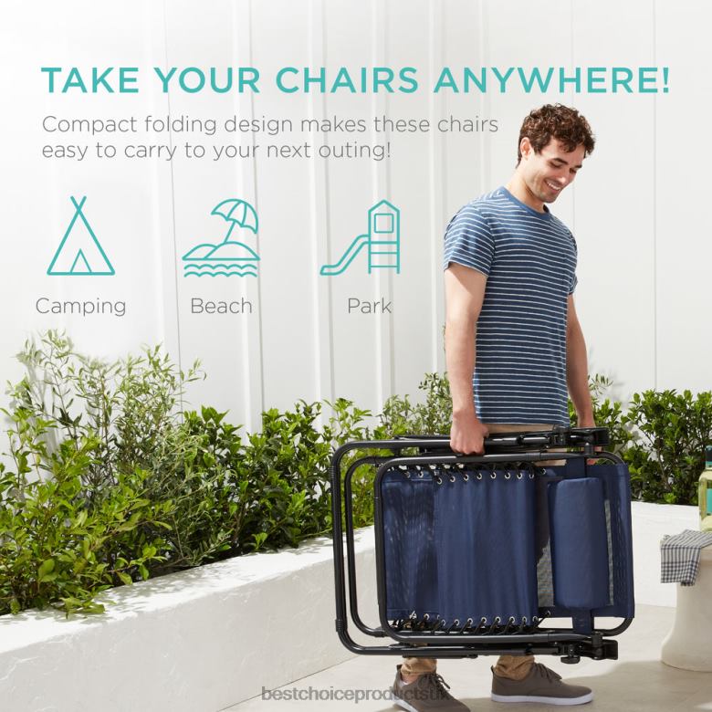 Outdoor Living | Best Choice ProductsSet of 2 Adjustable Zero Gravity Patio Chair Recliners w/ Cup Holders N62R793 Blue