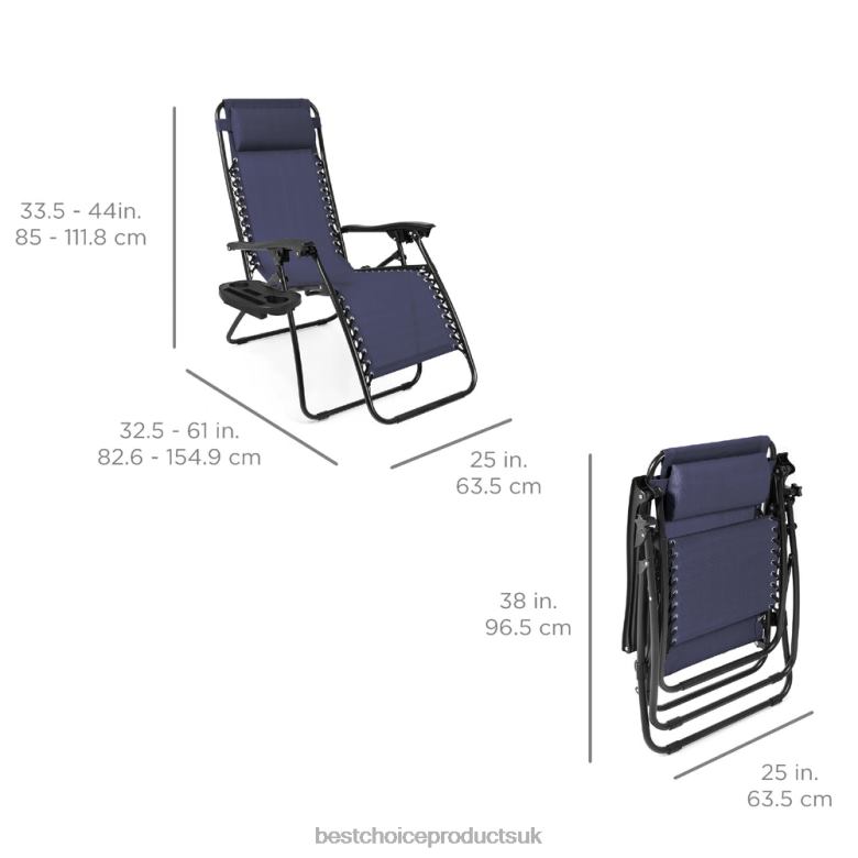Outdoor Living | Best Choice ProductsSet of 2 Adjustable Zero Gravity Patio Chair Recliners w/ Cup Holders N62R793 Blue
