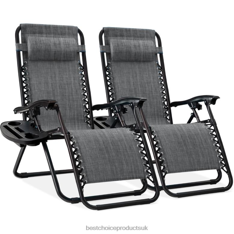 Outdoor Living | Best Choice ProductsSet of 2 Adjustable Zero Gravity Patio Chair Recliners w/ Cup Holders N62R794 Gray