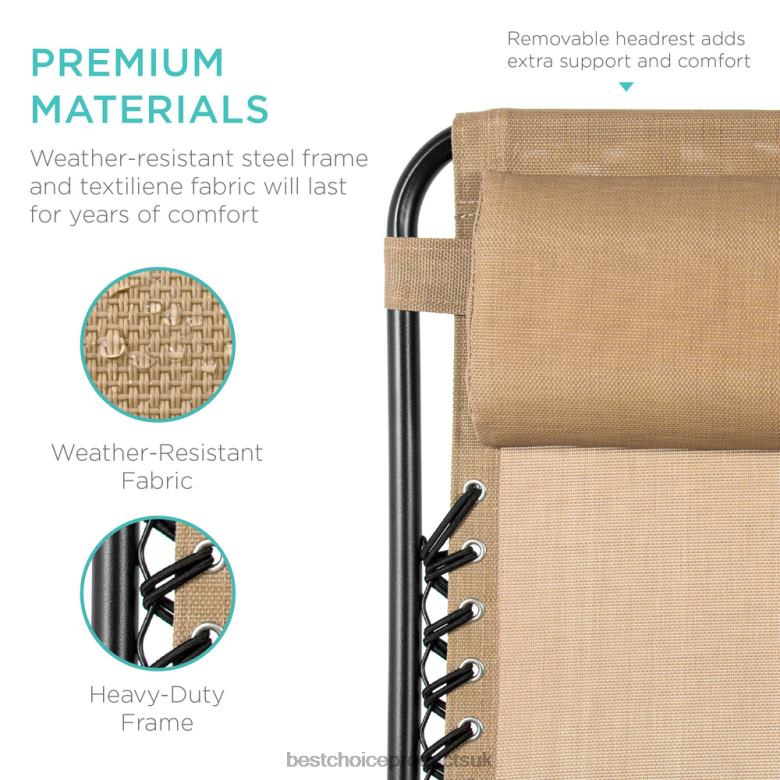 Outdoor Living | Best Choice ProductsSet of 2 Adjustable Zero Gravity Patio Chair Recliners w/ Cup Holders N62R797 Beige