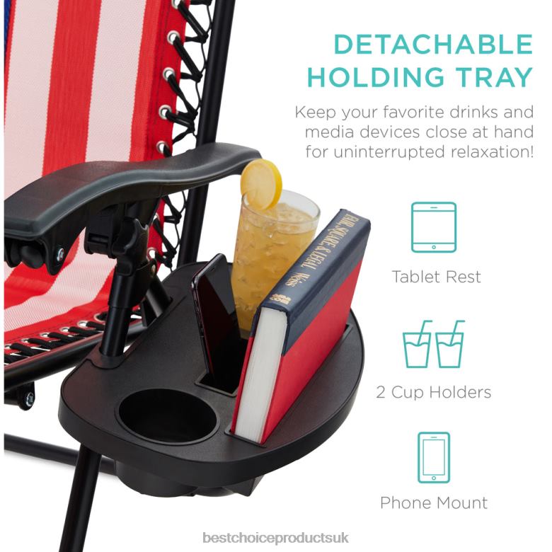 Outdoor Living | Best Choice ProductsSet of 2 Adjustable Zero Gravity Patio Chair Recliners w/ Cup Holders N62R802 American Flag